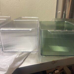 Green Ribbed Storage Containers- set of 2